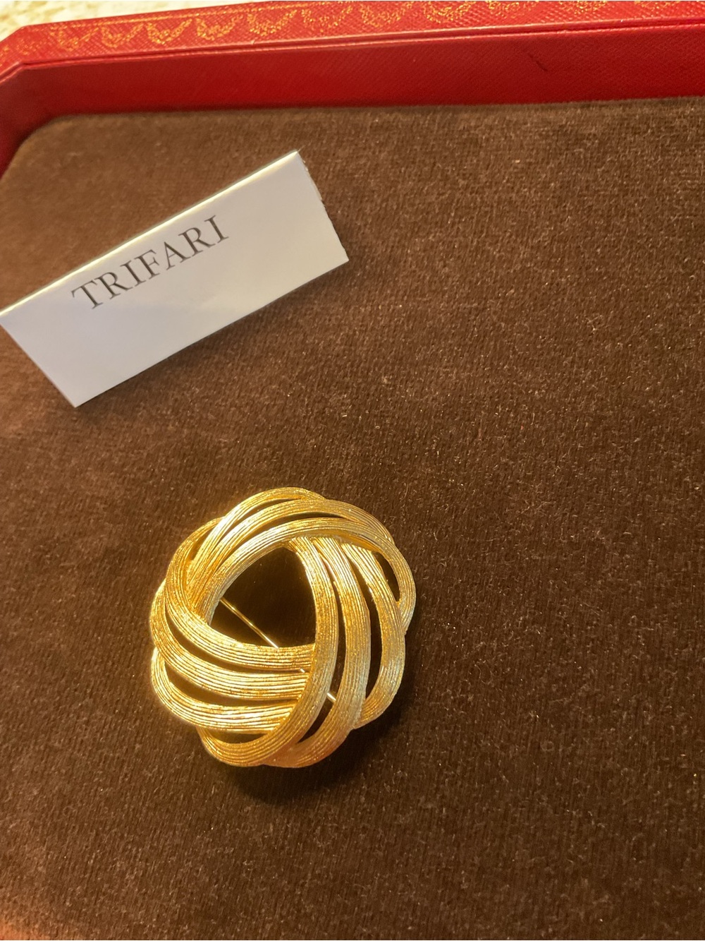 Trifari Gold-Tone Woven Knot Statement Brooch - Picture 5 of 7